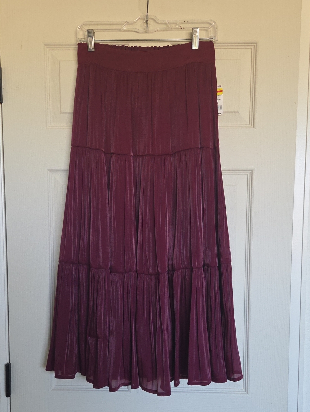 LC Lauren Conrad Wine Tiered Maxi Skirt